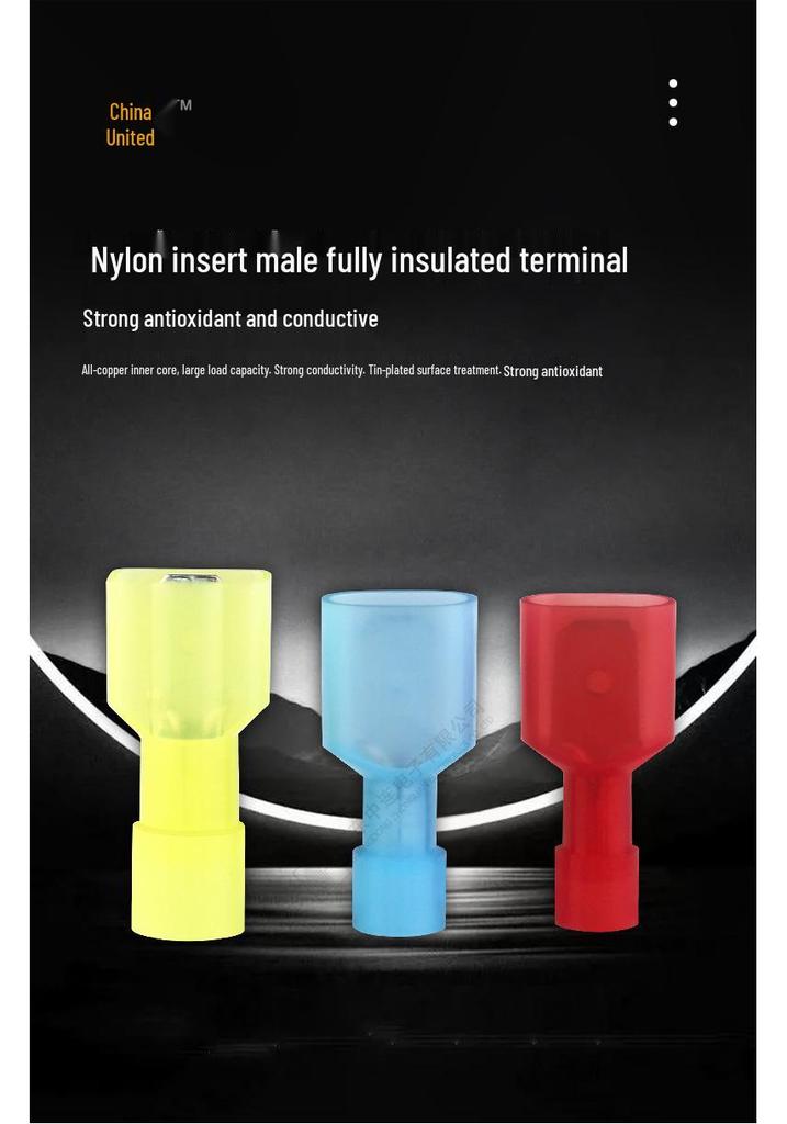 Zhonglian Fully Insulated Nylon Terminals - Spade, Female, Male, Brass Crimping Butt