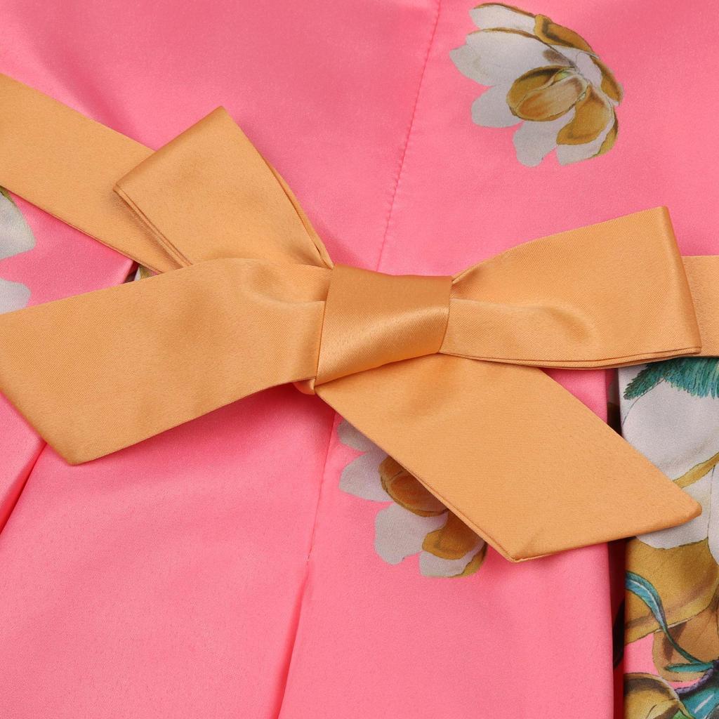 2025 European & American Retro Children's Bow Print Puffy Dress