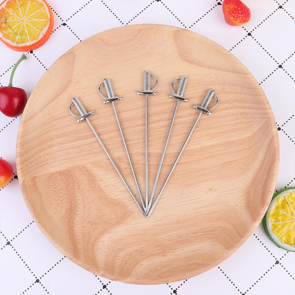 5 stücke Edelstahl Obst Gabeln Schwert Form Cocktail Spieße Vorspeise Salat Picks Dessert Gabel Party Bar Liefert