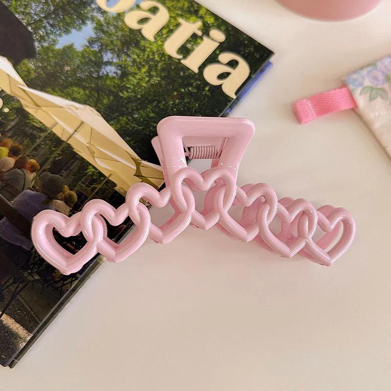 2025 New Y2k Dopamine Girl Fashion Pink Color Hollow Geometric Star Heart Hair Clips Women Hair Claw Cross Headband Shark Clip