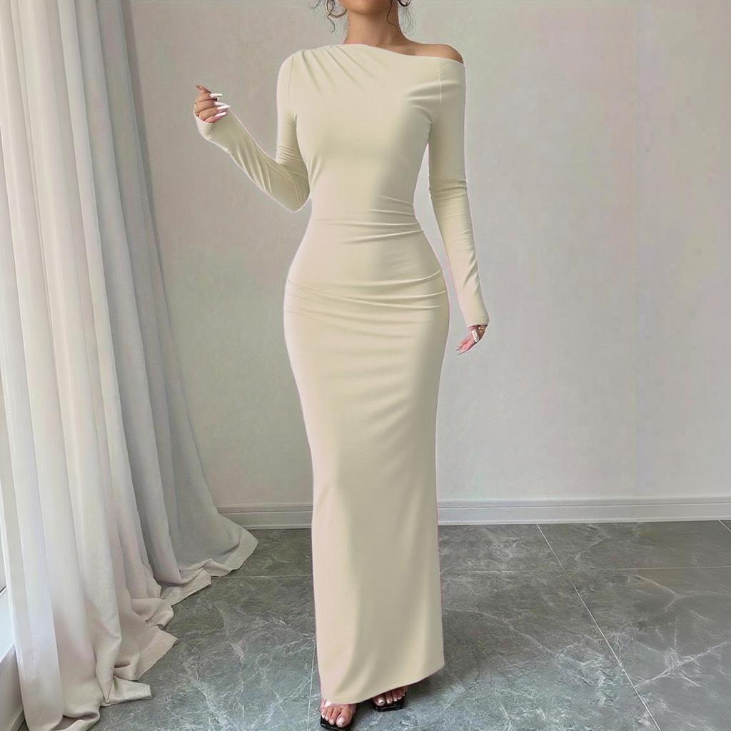 Women's Elegant Long Sleeve Slim Fit Maxi Dress