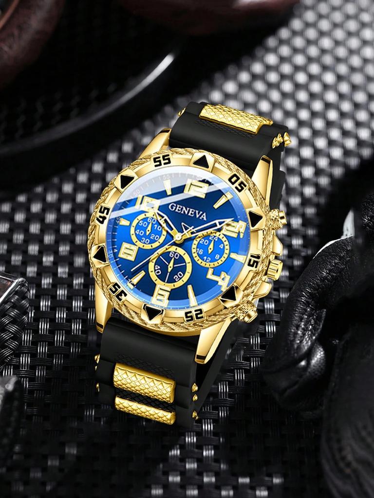 Men's Business Quartz Watch Trendy Style with Silicone Strap Suitable for Daily Wear Party Outfits Birthday Gift