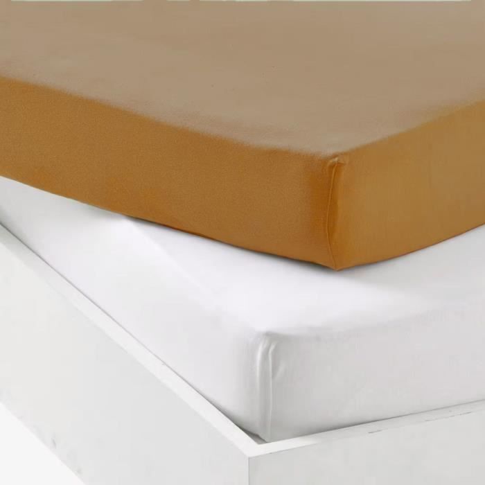 Lot 1 alèse + 1 drap housse - P'TIT DODO - 70 x 140 cm - Blanc / Caramel