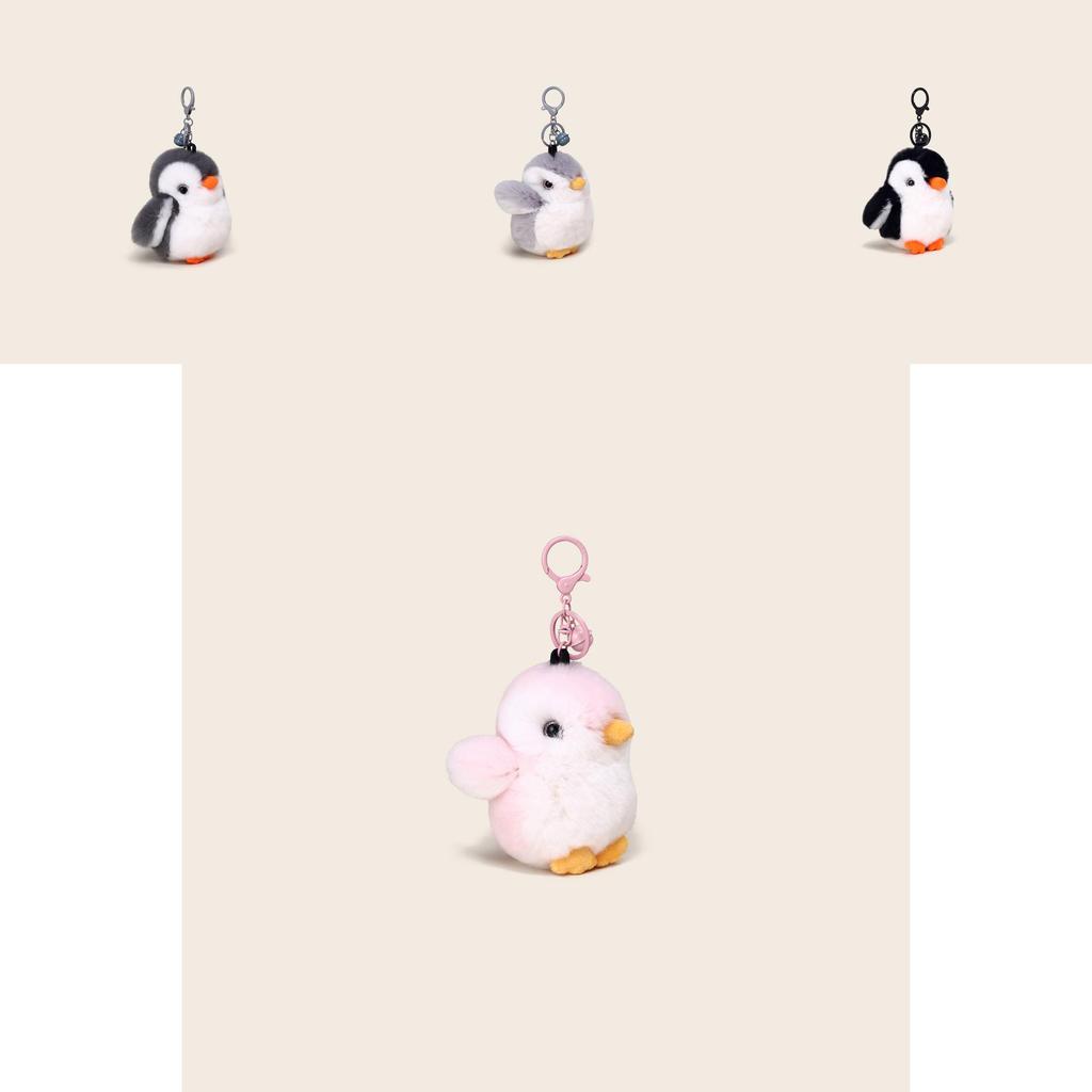 Plush Penguin Keychain With Real Mink Fur For Collectors And Giftgiving