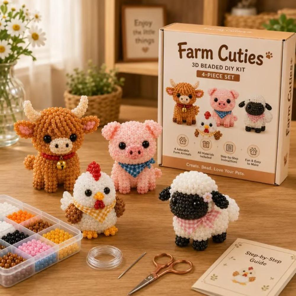 Tiny Beads 3D Beaded Animal Kit Cute Design Creative Craft Handmade Bead Art Kit Animal Shape DIY Bead Craft Kit Home Decor