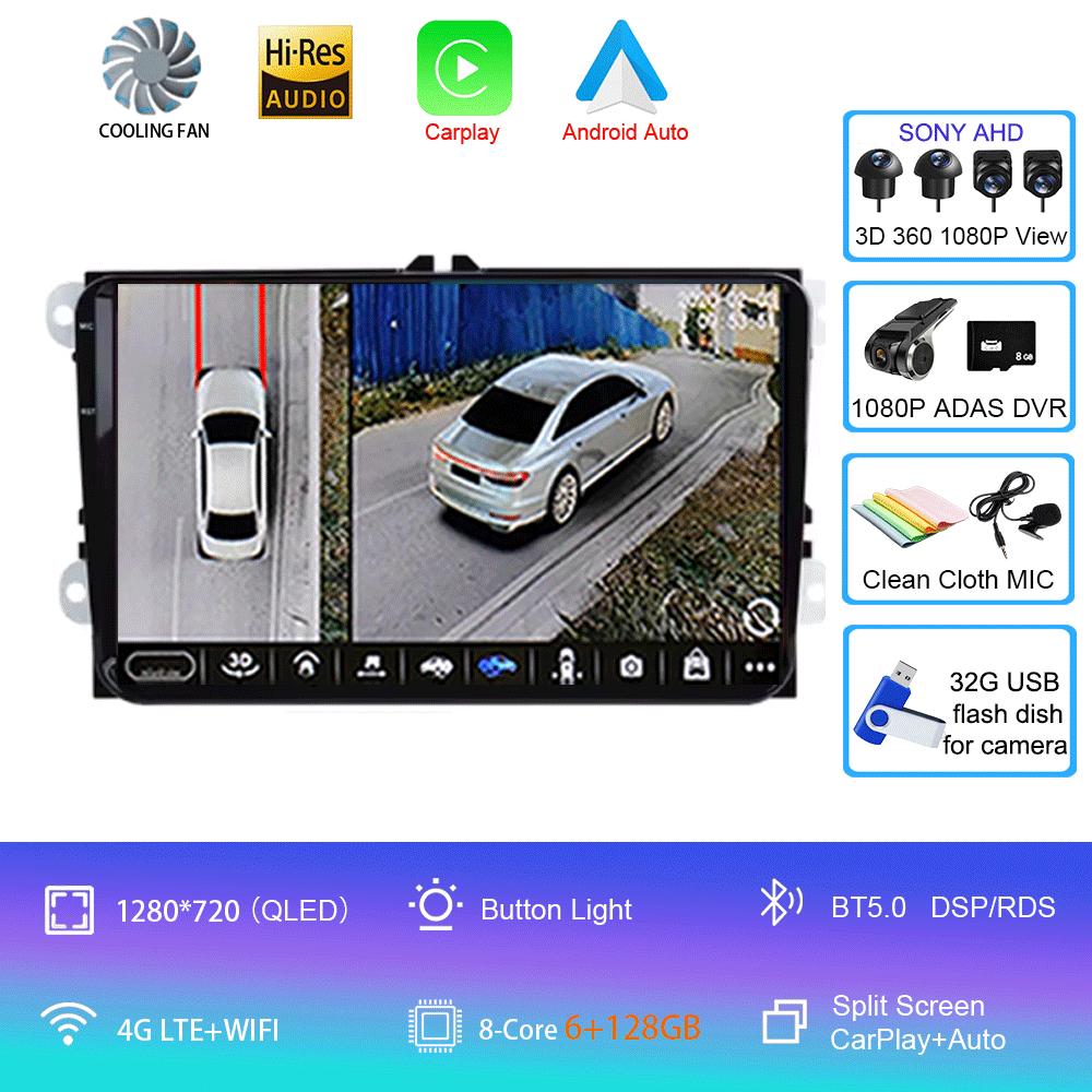 Android 14 Car Radio GPS Navigation For VW Passat B6 Amarok Volkswagen Skoda Octavia 2 Superb JettaT5 Golf 5 Multimedia