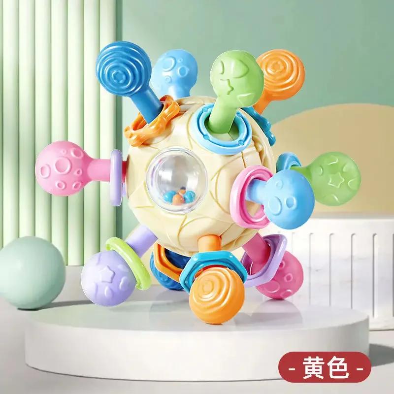 Baby Toys Rotating Rattle Ball Grasping Activity Baby Development Toy Silicone Rattles Baby Sensory Toys for Babies