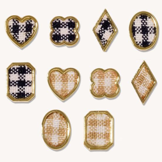 

10 шт./компл., украшение для ногтей, клетчатая форма, долговечное роскошное сердце, любовь, украшение для ногтей в клетку A чёрный