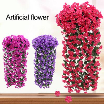 2Pcs Hanging Artificial Violet Vine UV Resistant Faux Drooping Flower Plants Plastic