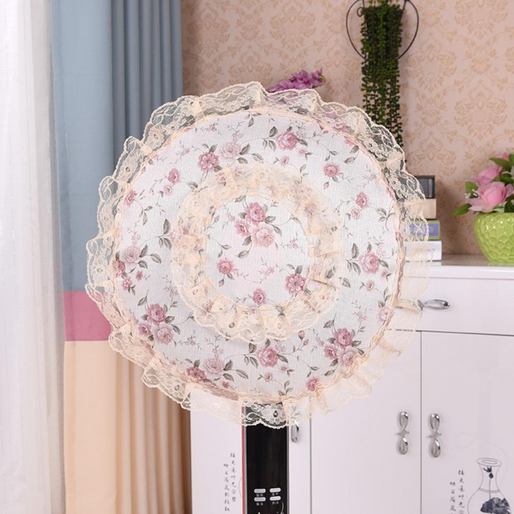 Round Lace Electric Fan Cover Pastoral Style Floral Floor Fan Covers  Electric Fan