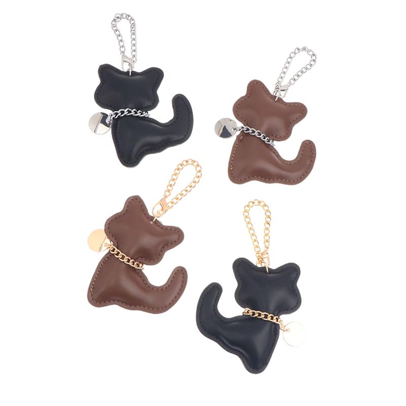 Pu Leather Cat Keychain Cute Animal Keyring Women Bag Charm Handbag Hanging Pendant Decoration Girl Gifts