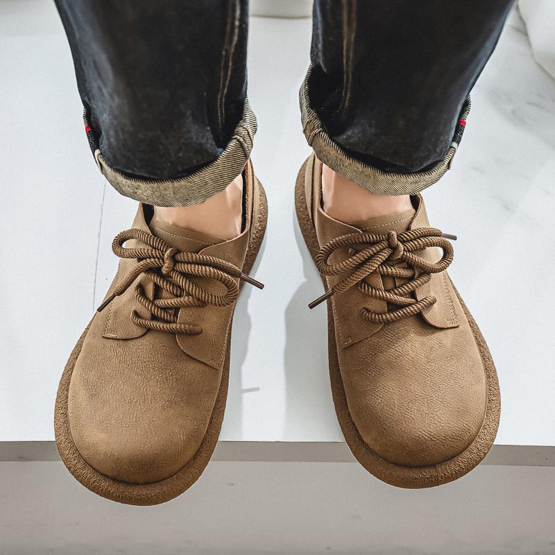 Men’s Retro Short Boots Shoes Fashion Casual Driving Shoes Black Brown Wide Head Shoes Plus Size