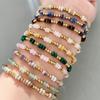 Handmade Bohemian Stone Bead Bracelet with Stainless Steel Chain for Women