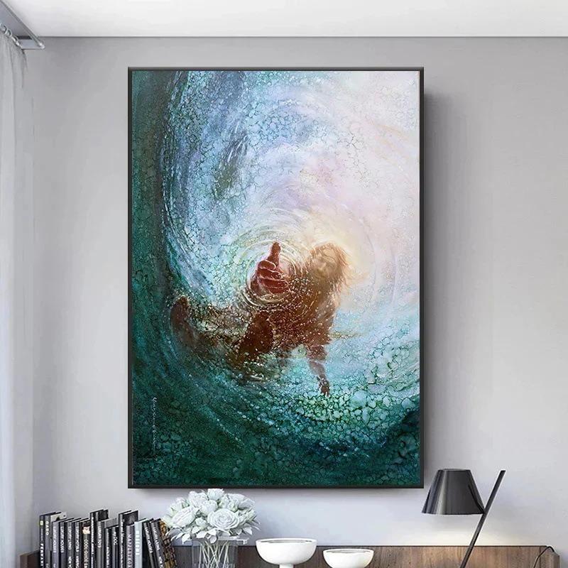 Jezus Christelijke Hand van God Canvas Schilderij Religieuze Posters en Prints Muurkunst Lam van God Afbeeldingen Kamer Huis Decoratie