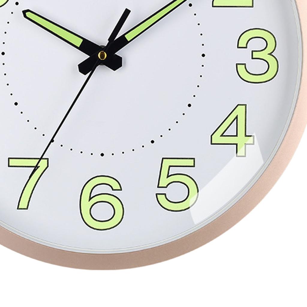 Silent Quartz Clock Plastic Wall Mounted Luminous Quiet for Living Room Bedroom 12in 30cm Rose Gold