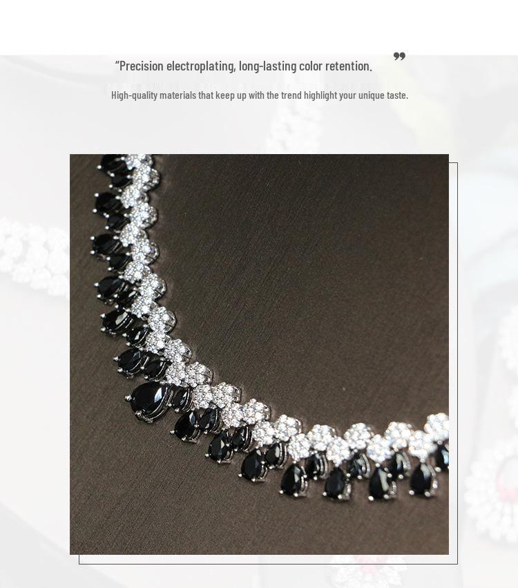 Korean Bridal Jewelry Set: Zircon Necklace, Earrings & Ring - Elegant Wedding Accessories