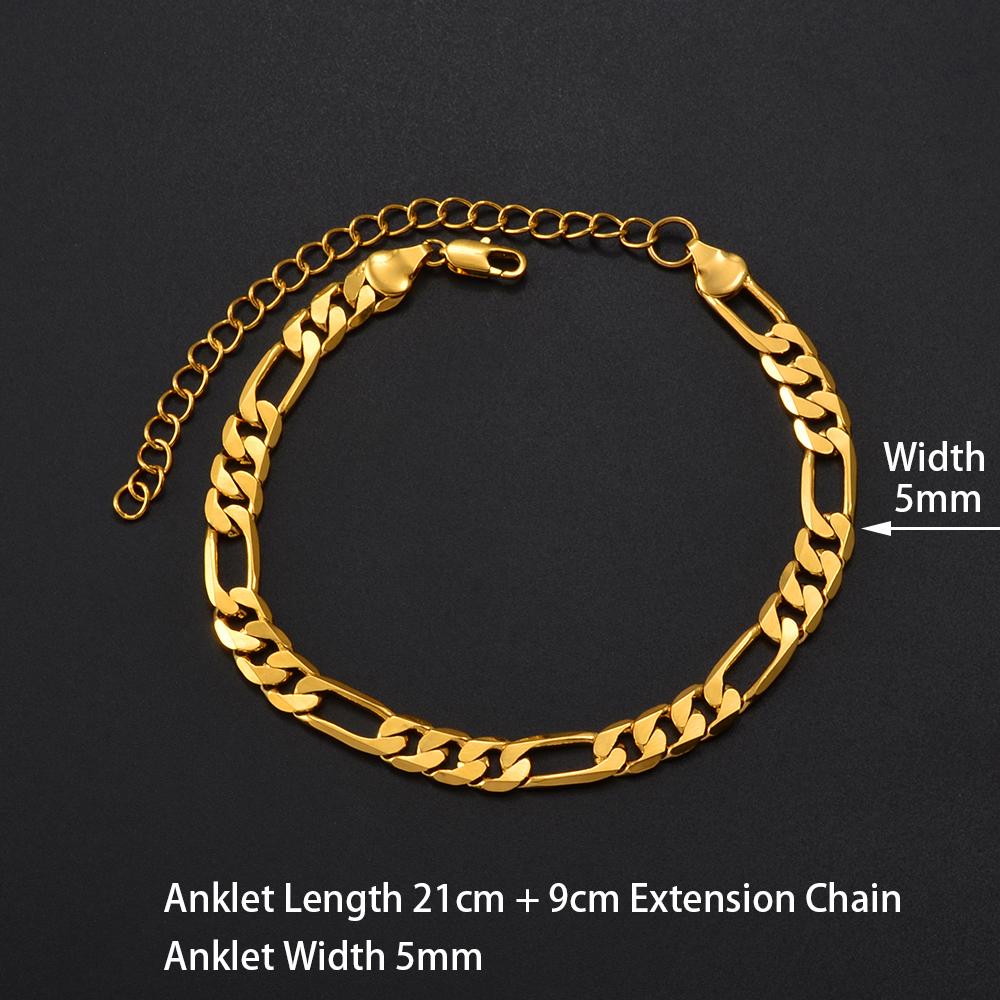 Anniyo Length 21cm +9cm Gold/Silver Color Anklet for Women Ankleband Jewelry Foot Chain  #151916