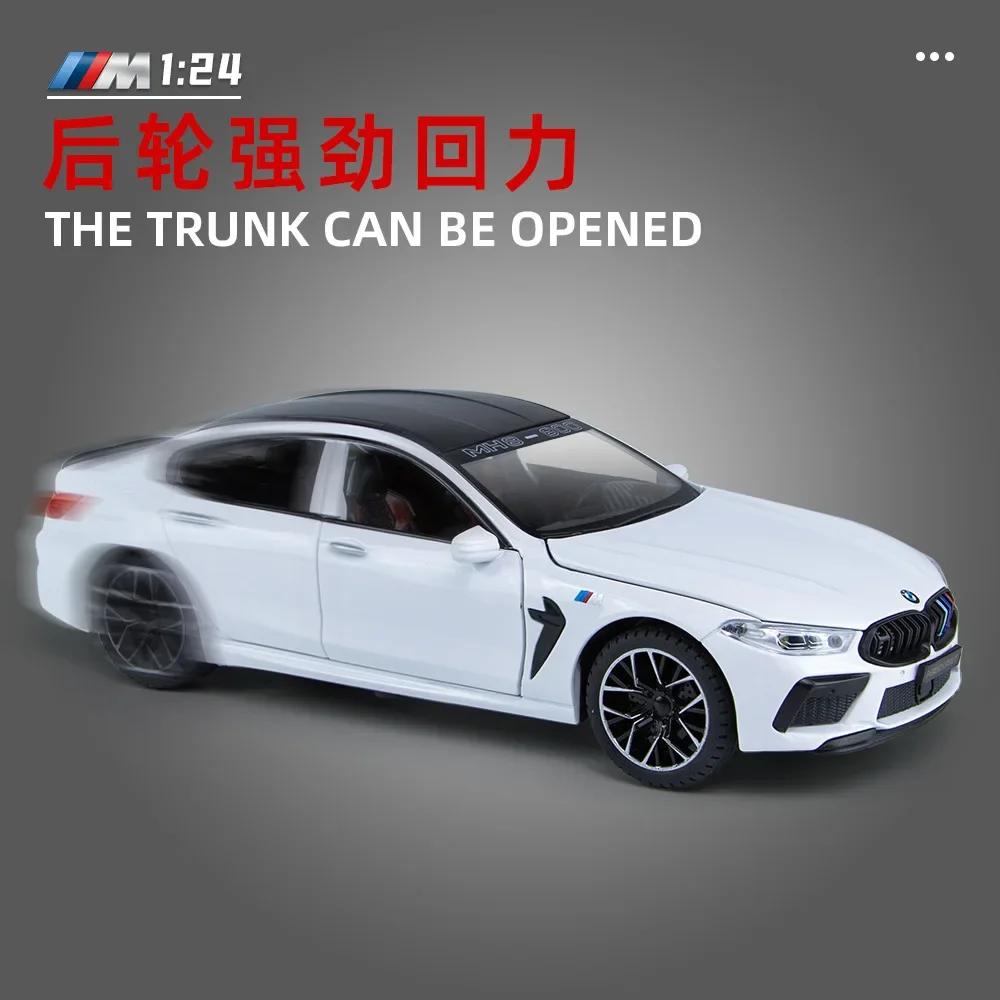 1:24 BMW M8 MH8 800 MANHART  Alloy Car Model Diecast Metal Toy Vehicles Car Model Sound and Light High Simulation Kids Gift A464
