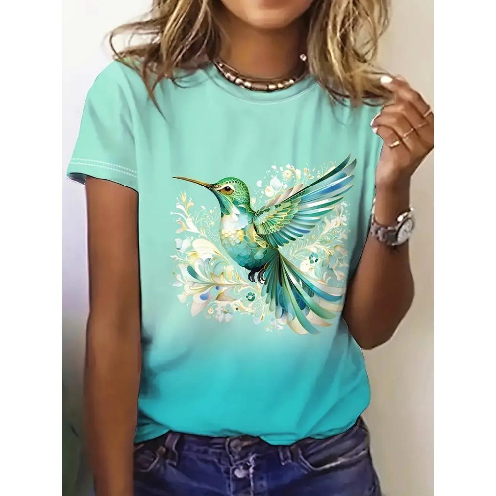 Fashion 3D Butterfly Print T Shirt For Women Summer Casual O-neck Short Sleeve Tops Kawaii Girl Tees Loose Trend Ladies Clothing