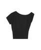 MISEKI SEOUL One Shoulder Sheer Knit Top Black