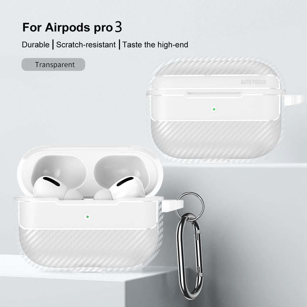 KEYSION Shockproof Case for AirPods Pro 3 Carbon Fiber Texture Soft TPU Silicone Bluetooth Earphone Cover for AirPods Pro 3 2025