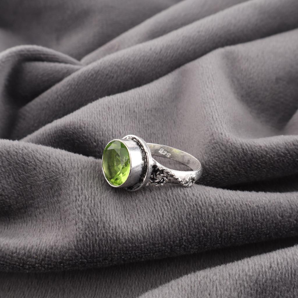 Peridot Jewelry, 925 Solid Sterling Silver Ring, Handmade Gemstone Jewelry Ring For Thanksgiving Gift