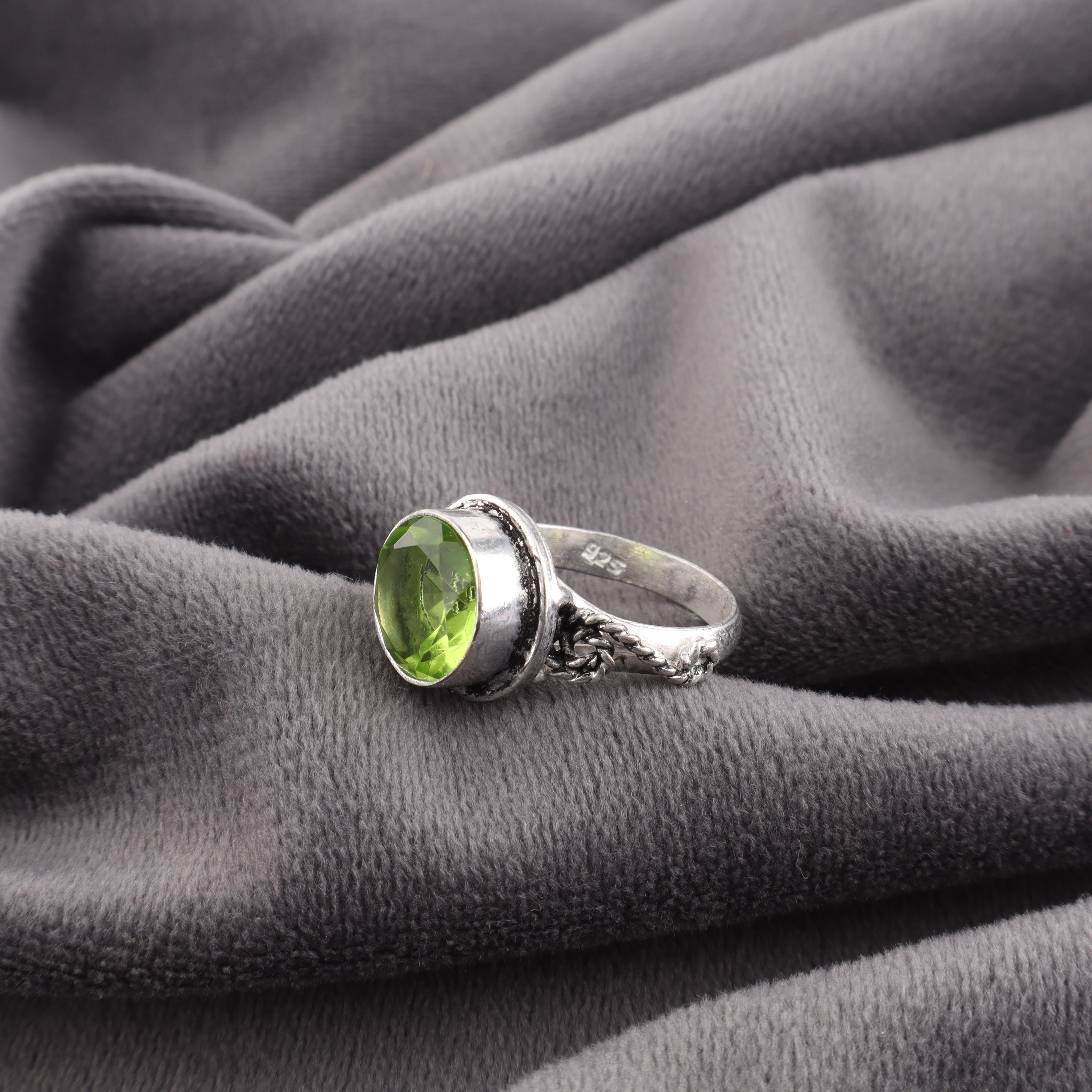 

Ювелирные изделия с перидотом, Кольцо из стерлингового серебра 925 пробы, Кольцо ручной работы с драгоценным камнем в подарок на День благодарения 6 зелёный