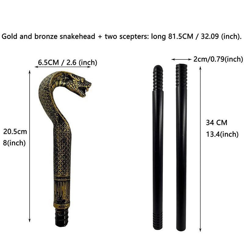 King Cobras Pimp Cane Egyptian Style Staff Scepter for Emperors Halloween Cosplay Costume Accessory Props King Scepter