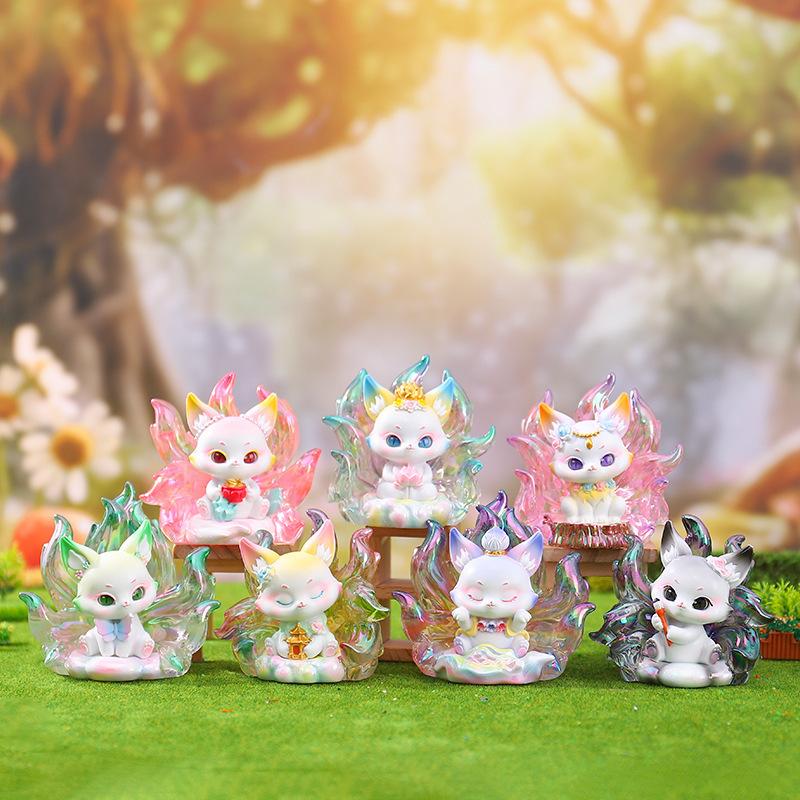 Good Luck Fox Nine-Tailed Fox Blind Box Chinese Ancient Style Resin Ornament Desktop Home Decor Trendy Toy Gift For Friends Toys