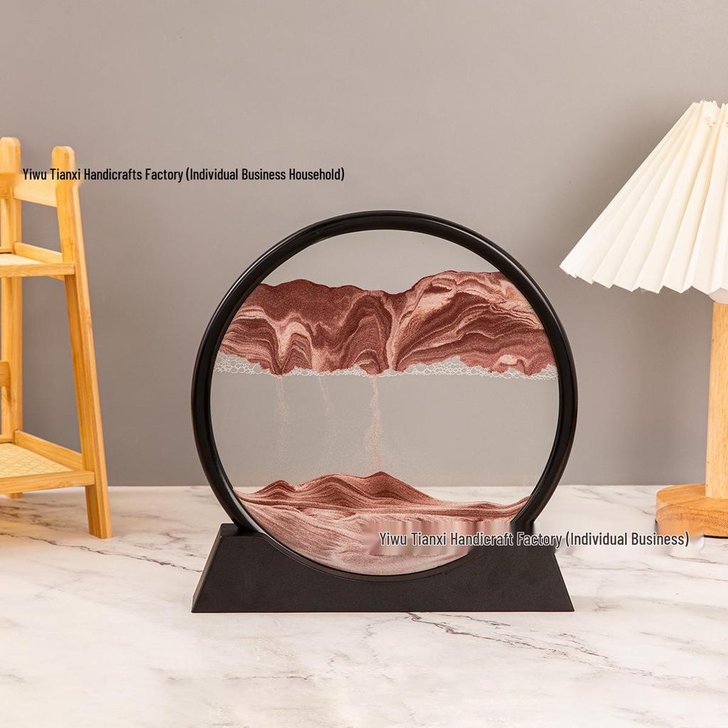 3D Quicksand Hourglass Art: Decompression Landscape Ornament for Home or Office Decor
