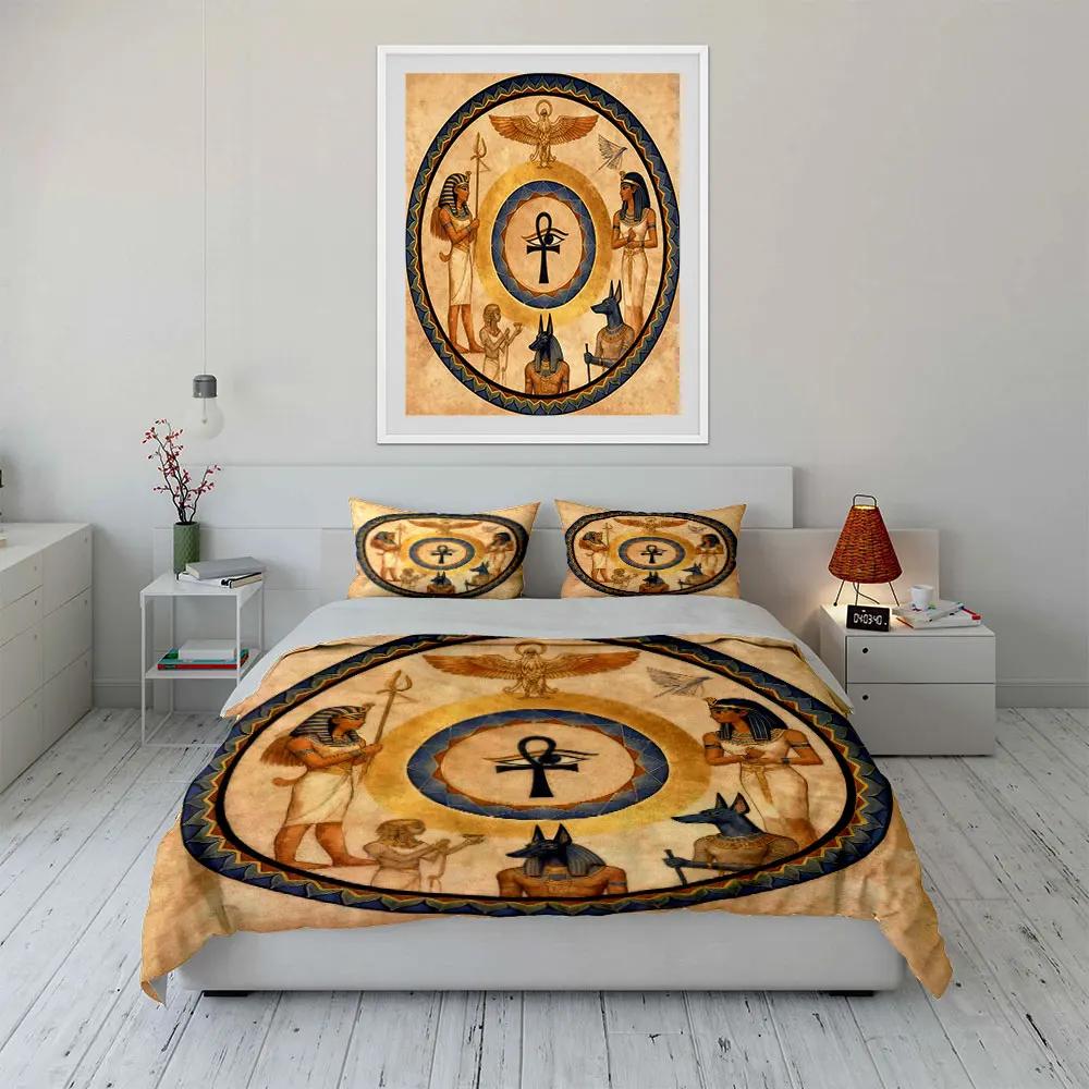 Ancient Egyptian Decor Set Soft Comfortable Duvet Cover Bedding Set Included 1*Duvet Cover & 2*Pillowcases Gift