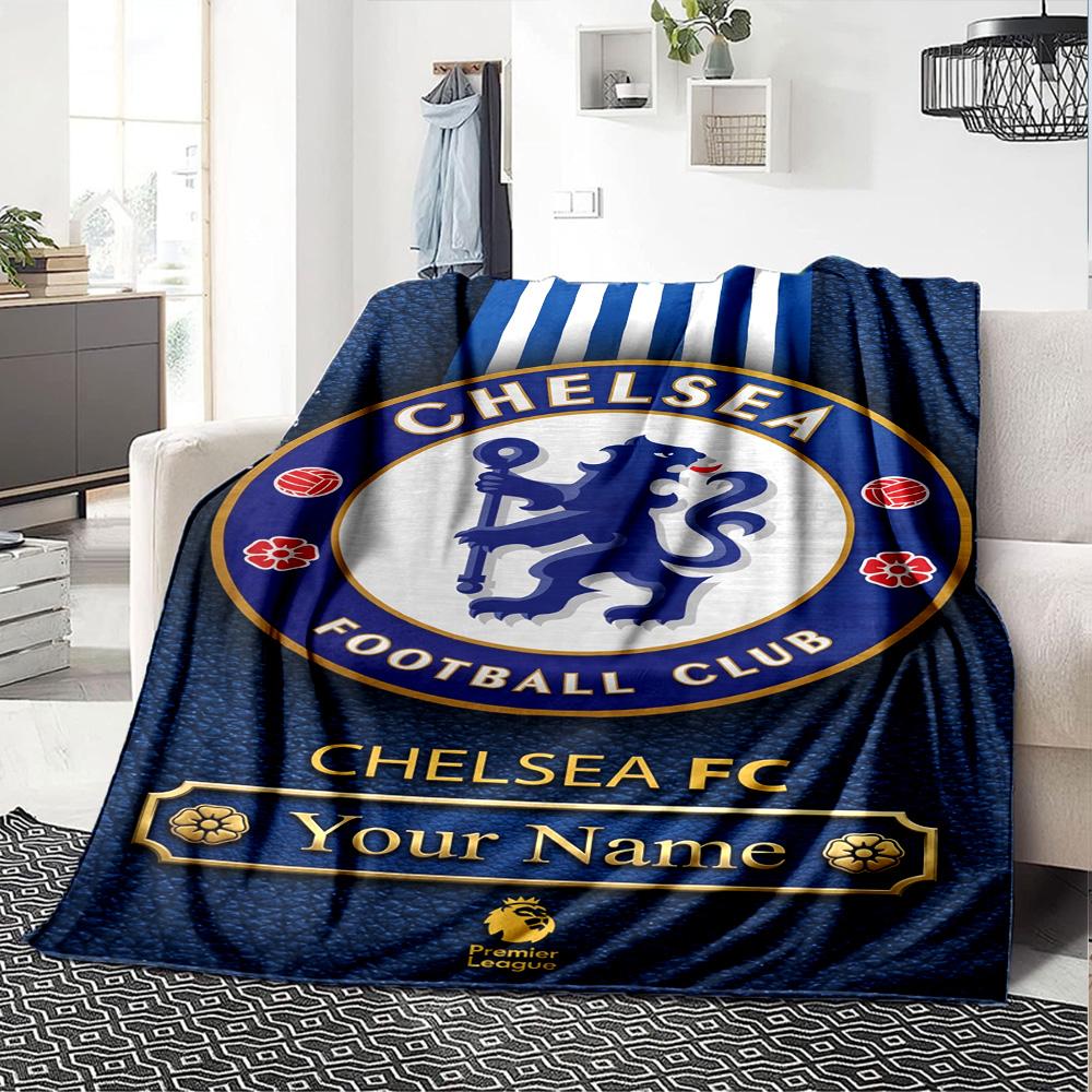 Chelsea Fc Football Player Customize Your Name Blanket Lightweight Customizable Blanket Soft Warm Cozy for Livingroom Office Seaside Bedding