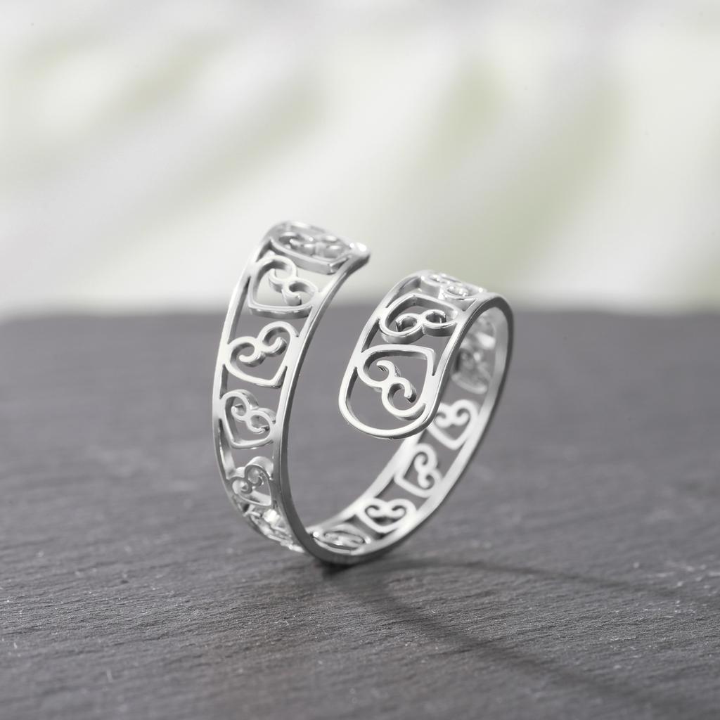 Cazador Stainless Steel Adjustable Heart Rings for Women Finger Rings Cute Jewelry Party Wedding Gift Wholesale 2026 New