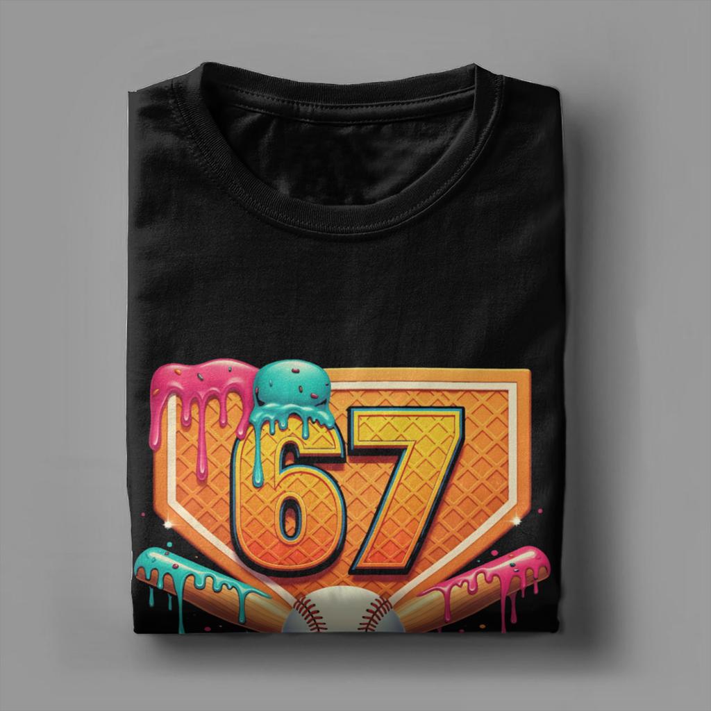 Baseball Drip Number 67 Player Or 67th Birthday Men's T Shirt  Casual Tee Shirt Short Sleeve T-Shirts  Cotton Gift Idea Clothing