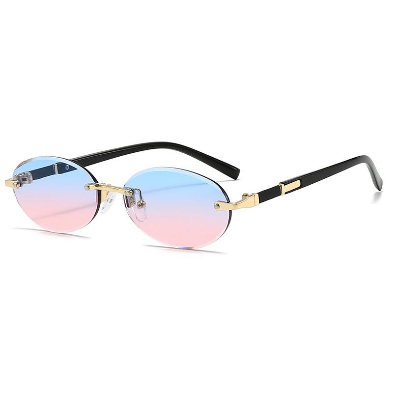 Trendy Frameless Oval Sunglasses - Hot Girl Hip-Hop Fashion Statement