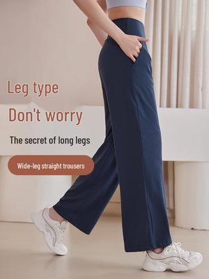 Plus Size High Waist Yoga Pants - Women's Quick Dry, Loose Wide Leg Fitness Long Pants