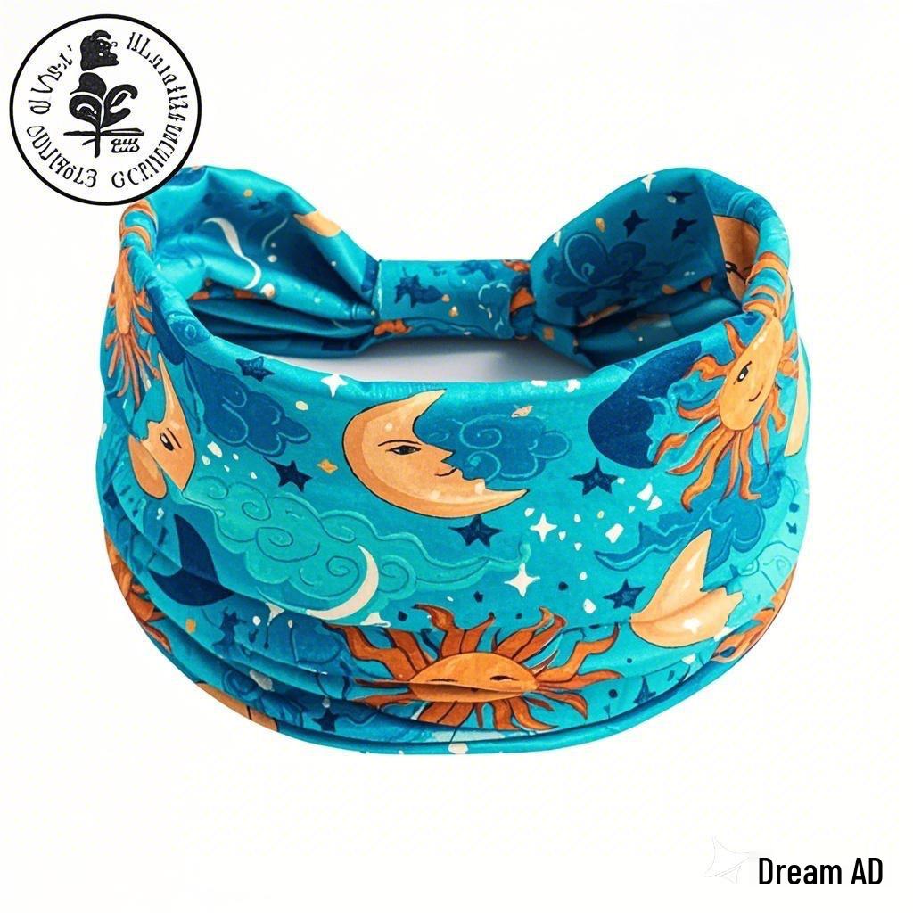 Bohemian Yoga Sweat-Wicking Cotton Headband - Wide, Elastic Hair Accessory