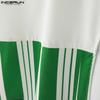 INCERUN Herren 3/4 Ärmel Schlitze Unregelmäßige Vorderseite Gestreiftes Patchwork Lässige T-Shirts Tops