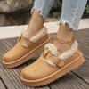 New Winter Retro Women Snow Warm Suede Leather Lazy Loafers Boots Shoes Woman Lady Female Flat Bottine Botas Warm Boots