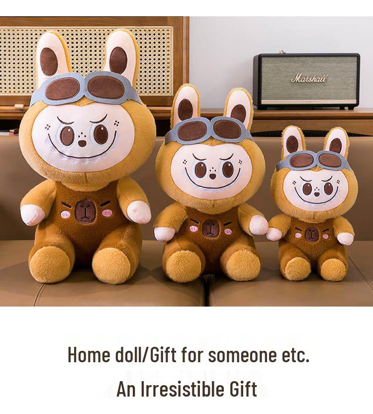 Capybara Pilot Labubu Plush Pillow – Children's Cartoon Companion Gift