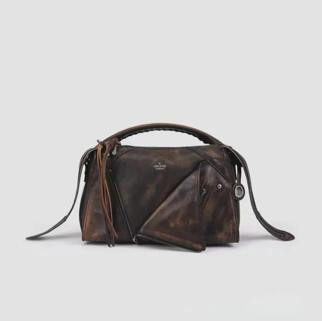 GROTTO Maillard Women's Large Capacity Genuine Leather Lapel Shoulder & Messenger Bag