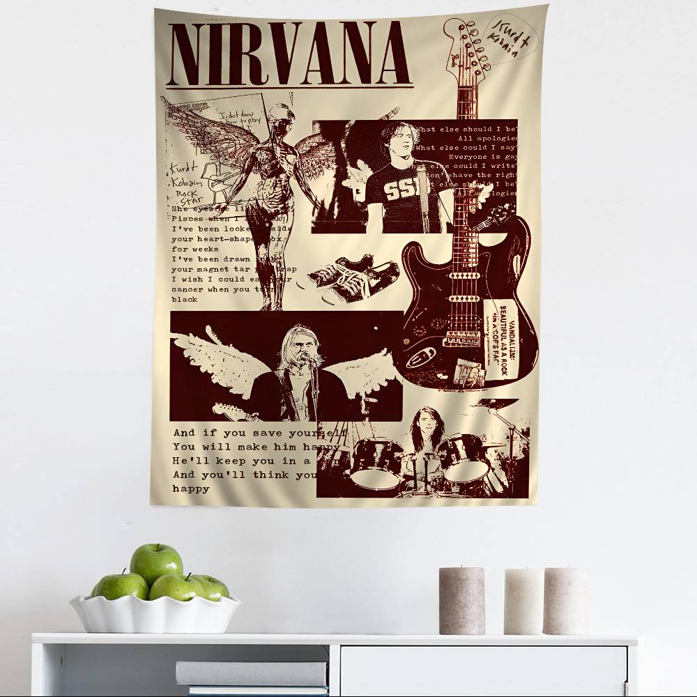 Группа Nirvana рок-группа большой напечатанный гобелен искусство любитель музыки домашний декор научная фантастика домашний декор 74x94cm(29x37in)