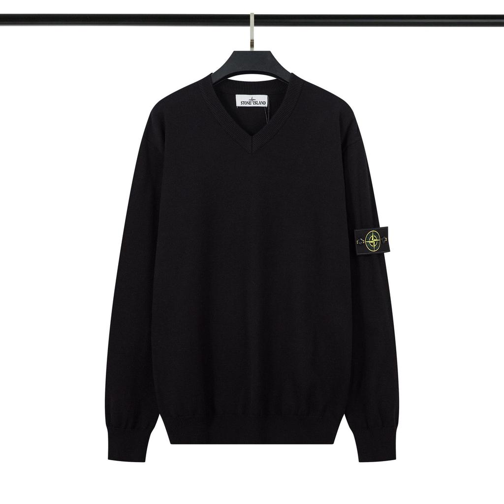 STONESLAND Unisex Strickpullover mit Stehkragen und Reißverschluss