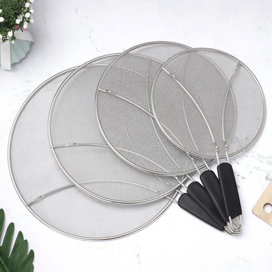 Grease Splatter Guard Stainless Steel Fine Mesh Screen with Easy-Grip Handles Blocks Oil Stains Splash Resistant Cooking Tool