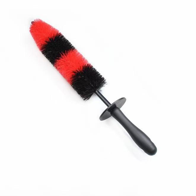 Long Handle Wheel and Tire Cleaning Brush with Curved Steel Bristles
