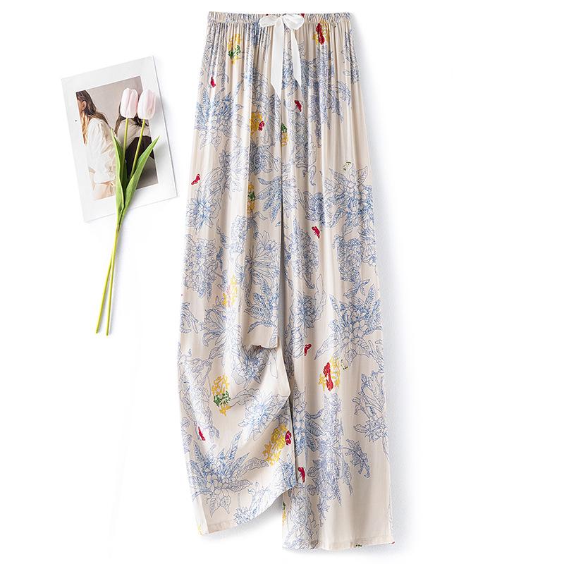 

Женские пижамные брюки широкие из хлопка и шелка: Легкие, дышащие, длиной до девяти точек, подходят для весны, лета, осени или для отдыха дома. One Size