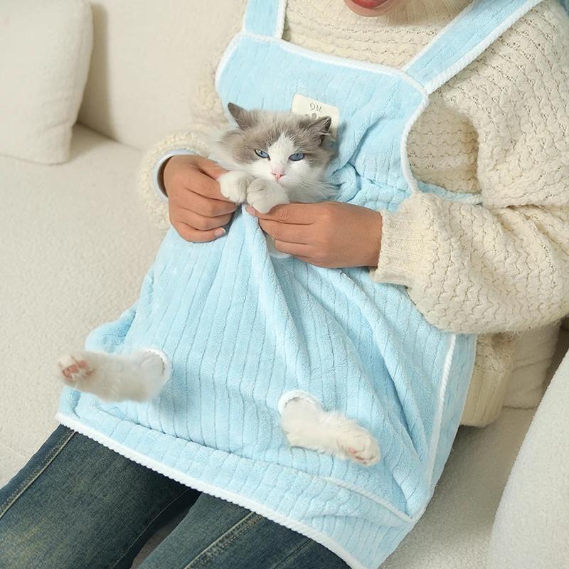 

Petting Pet Travel Sleep Bag Cat Carrier Pouch Dog Puppy Bag Plush Outdoor Shoulder Bag Comfort Transport Bags for Cats Apron L-80X64cm светло-синий