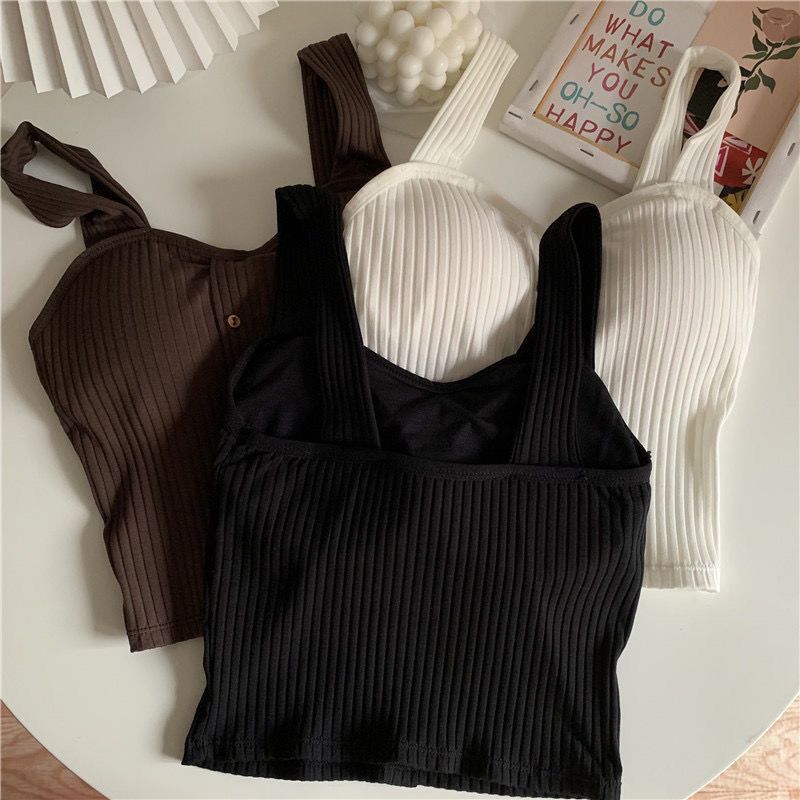 Women's Top with Suspender Vest Summer Bra Pad Bra Bottom Breast Wrap and Beautiful Back