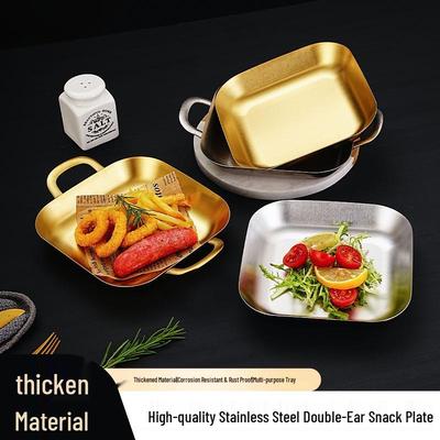 Tiefe quadratische Edelstahl-Grillpfanne - Flacher Snack-Tablett