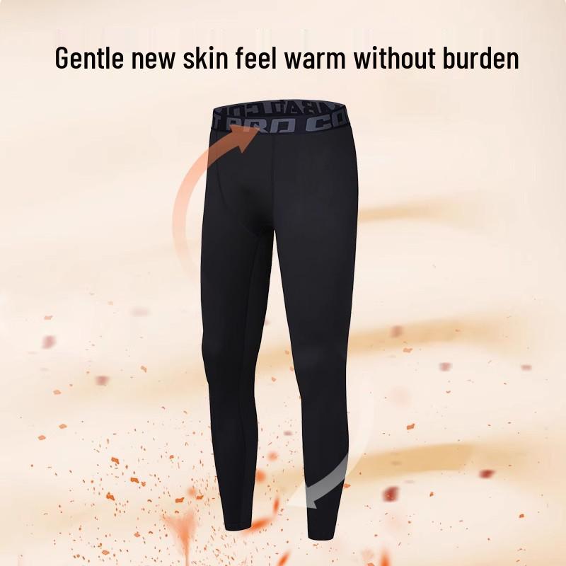 Men's Fleece-Lined Winter Thermal Leggings: Warm, Tight-Fit for Autumn/Winter Running, Training, Cycling; High-Elasticity Compression Sportswear.